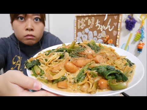 【特盛】クリーミーカレーパスタウィンナーほうれん草【やはり美味い】