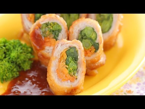 菜の花の梅ドレ豚肉巻き