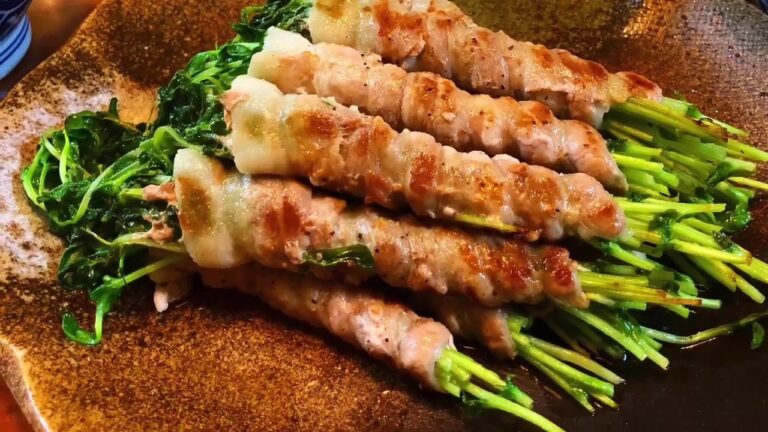 【簡単】豆苗の豚巻き