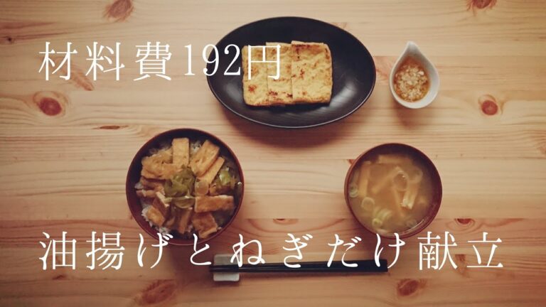 【材料費192円】油揚げとねぎだけ献立『きつね丼』ほか二品