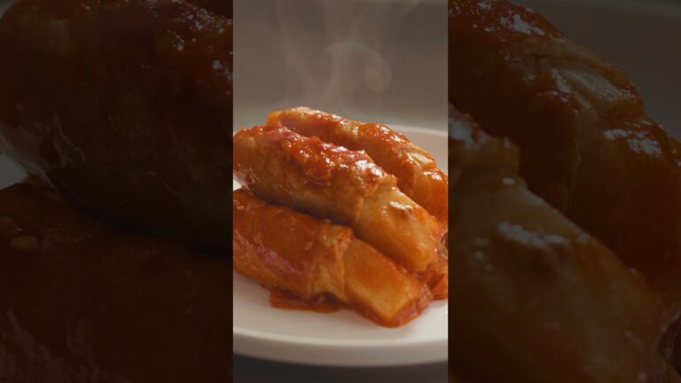 【おもちの豚肉巻き～旨辛ソース～】トッポギ風でお餅の甘さとソースが合う！ #shorts