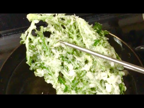 春菊の天ぷらを作ったら美味しかった！