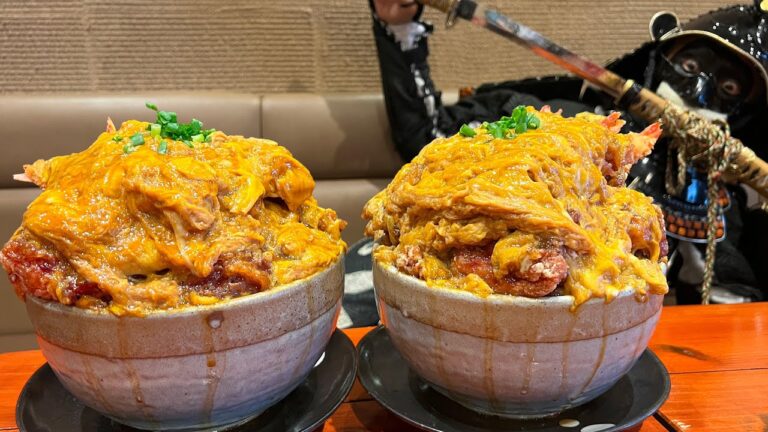 【大食い】揚げ物デカ盛りパフェ!?全てをふわとろ卵で綴じてしまえ!!【ポミエ】【武士飯】