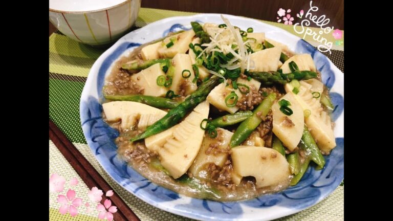 たけのこと挽肉の和風あんかけ
