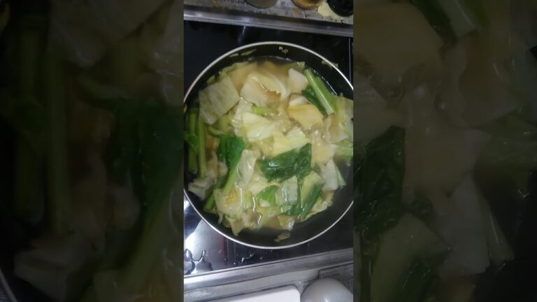 キャベツ 小松菜 とりむね肉 鶏ガラスープの素で 煮込み中 🍲