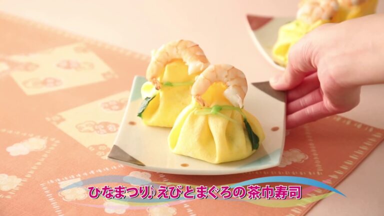 【動画レシピ】ひなまつり♪えびとまぐろの茶巾寿司