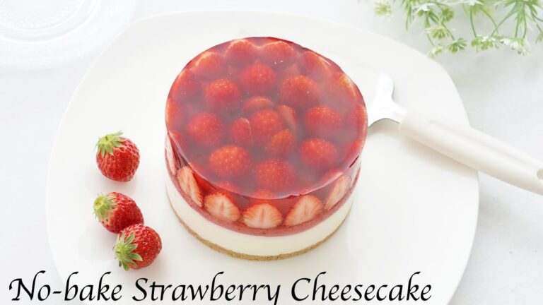 いちごのレアチーズケーキの作り方☆冷やすだけ簡単で美味しい!ゼリーが決めてのとっても美味しい苺のレアチーズケーキ!小さめ12㎝だから気軽に作れる!母の日にも