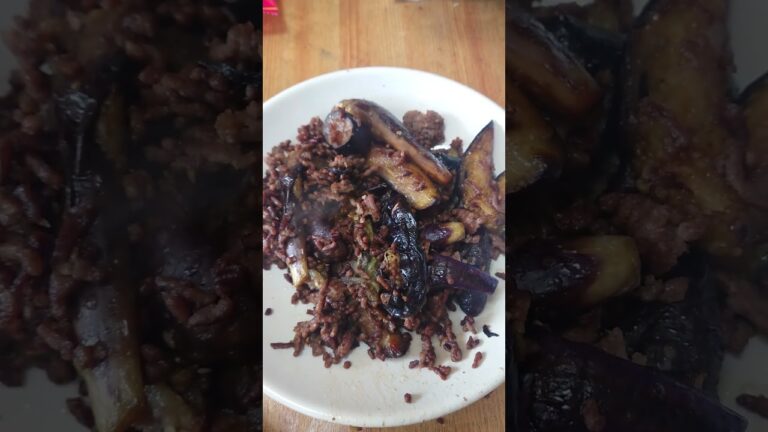 #ナスにひき肉炒め