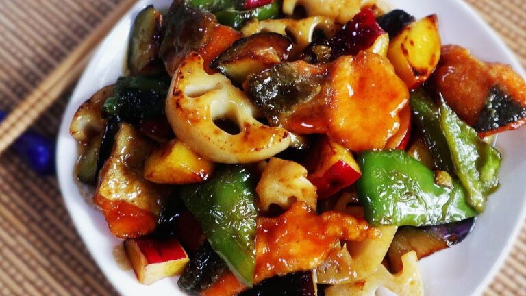 Salmon and Autumn Vegetables with Sweet and Sour sauce Recipe.(Fall vegetables)鮭と秋野菜の甘酢あんかけレシピ(作り方)