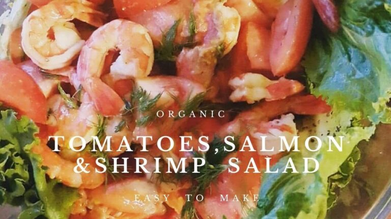 【サラダ】栄養たっぷり♡簡単なのに美味しすぎるオーガニック海老とワイルドサーモンの海鮮サラダの作り方♡