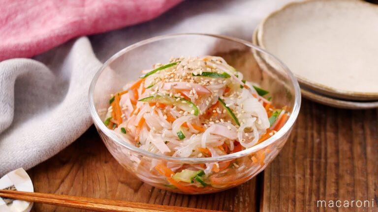 【しらたきの中華サラダ】作り置きにもおすすめ！しらたきのつるっとした食感がやみつき！さっぱり味で副菜にぴったり♪｜macaroni（マカロニ）