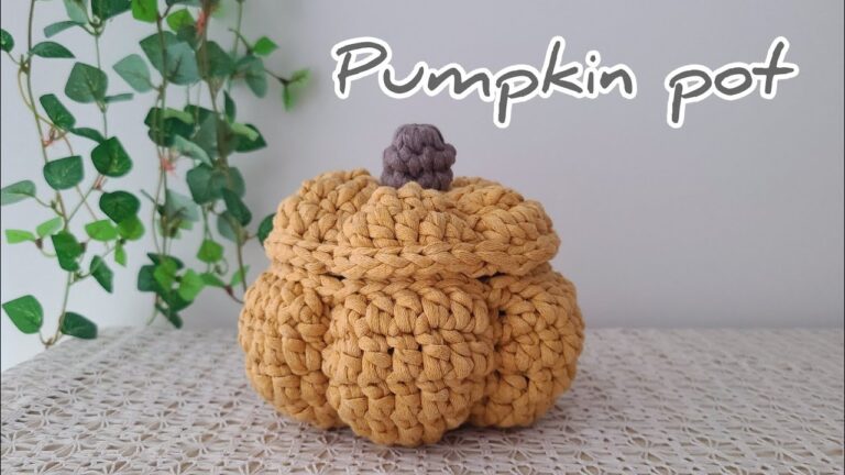 ぽっこりかぼちゃの小物入れ かぎ針編み ハロウィン パンプキンポット