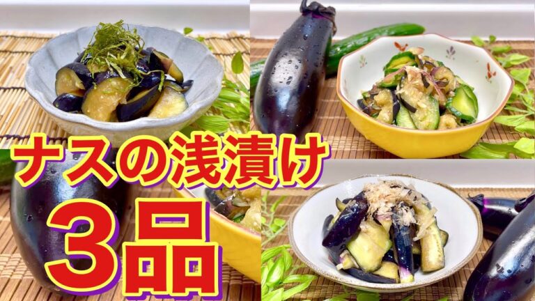 ナスの浅漬け3品の作り方♪すぐ出来て簡単！ご飯のおかず，おつまみ等に最高！