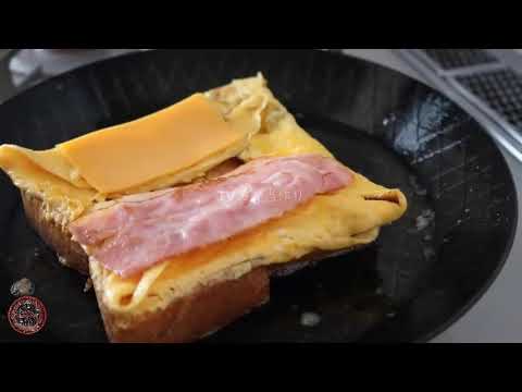 "お弁当作り"  チーズとベーコンの韓国屋台風トースト弁当! HD