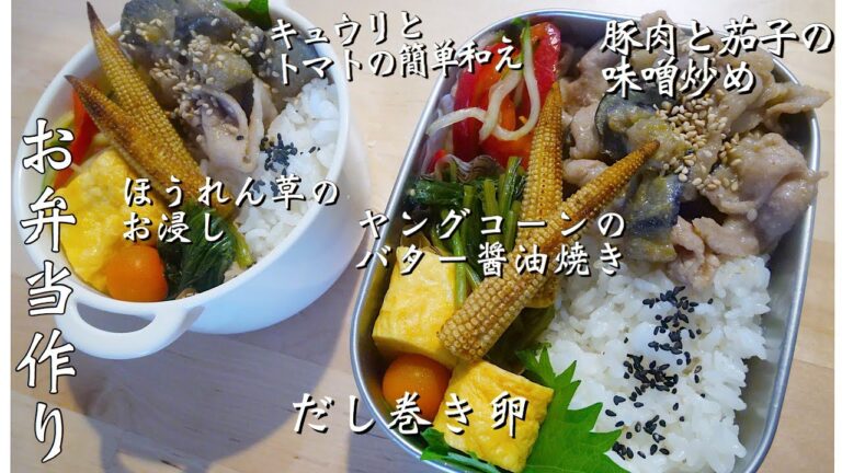 【お弁当作り♯34】豚と茄子の味噌ピリ辛炒め　～猫、一歳にして色気を出し始めるの巻き～【English Subs】【bento】