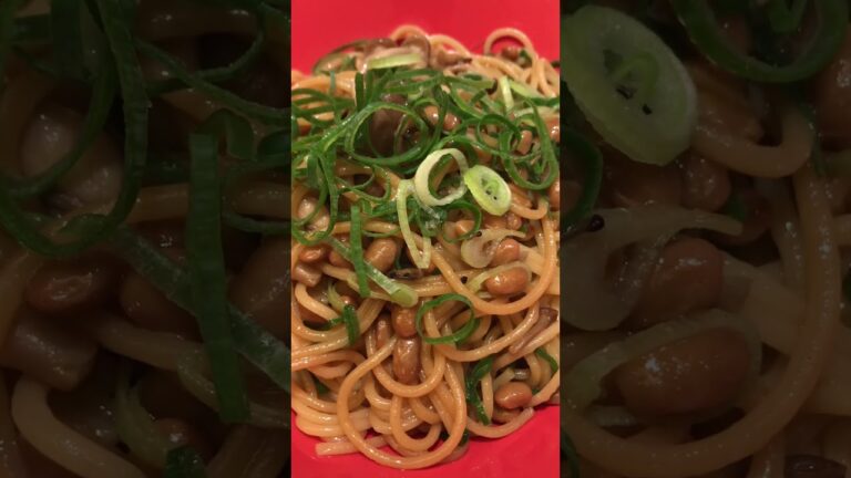 納豆きのこ醤油バターパスタ