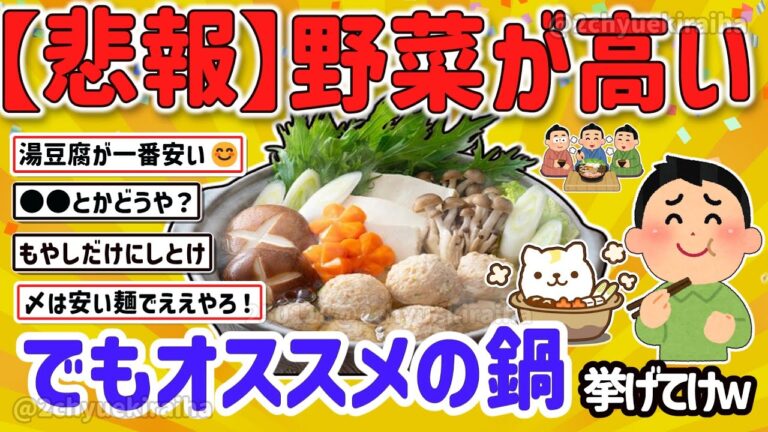 【2ch有益スレ】悲報！ガチで最近野菜が高いけど鍋料理のオススメを挙げてけｗ【ゆっくり解説】