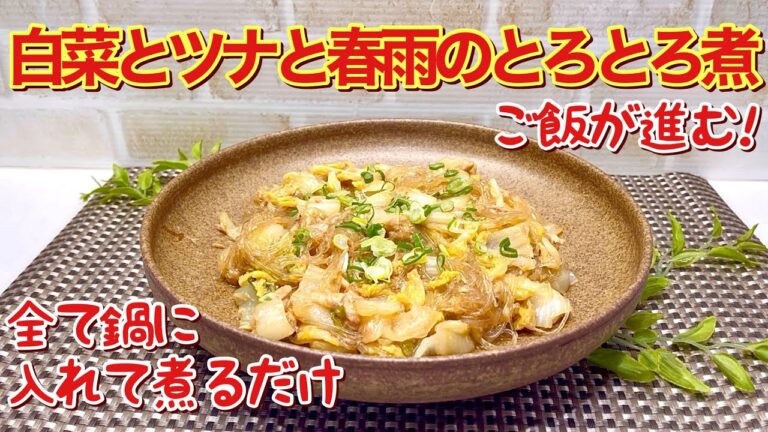 白菜とツナと春雨のとろとろ煮の作り方♪全てお鍋に入れて煮込むだけで簡単！とろとろでご飯に最高に合います。