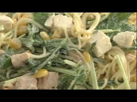 豆腐と水菜のツナコーンサラスパ【プラスもう一品：レシピ大百科】