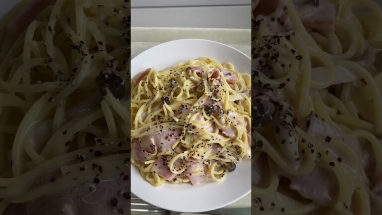 きのことベーコンのクリームパスタ