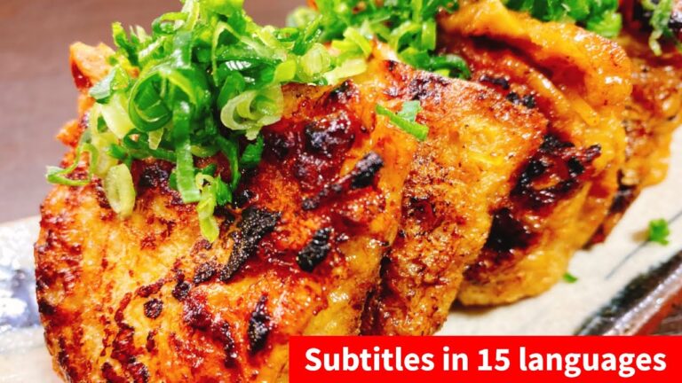 大好評♪【絶品おつまみ】ただ油揚げに入れて焼くだけで驚くほど超旨い『そぼろと椎茸のカリカリ揚げ焼き』Chicken & Shiitake in Fried Tofu【低糖質】튀긴 두부 먹방　SUB