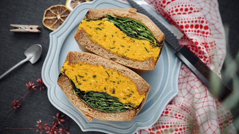 【ASMR】たっぷりカボチャサラダのわんぱくサンドイッチ｜レシピ付き。料理の音。4K。