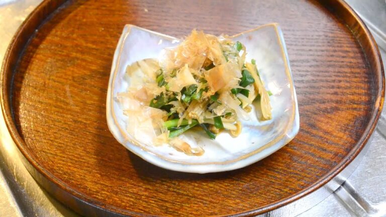 ニラの食べ方：ニラとエノキのおひたしの作り方　　How to make boiled leeks salad with enoki mushroom