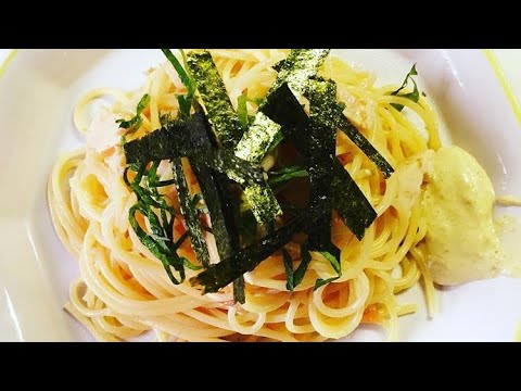梅と鶏肉のわさびマヨネーズ冷製パスタ