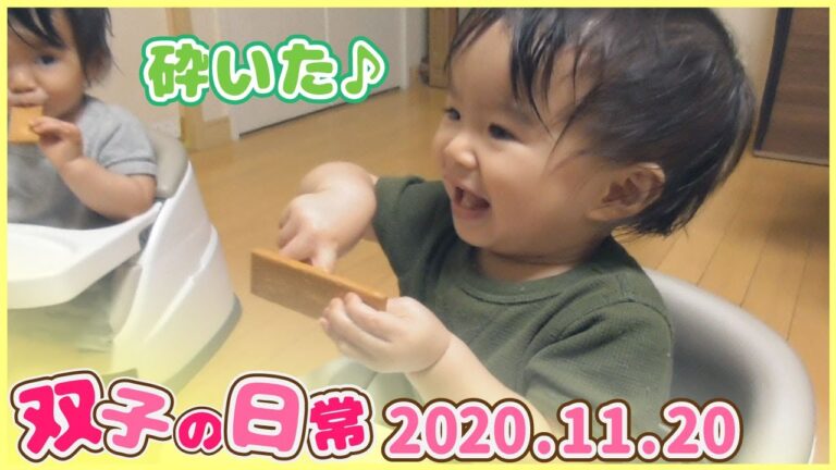 【食べられる歯固め】双子の日常～１１月２０日（生後１歳３ヵ月）～