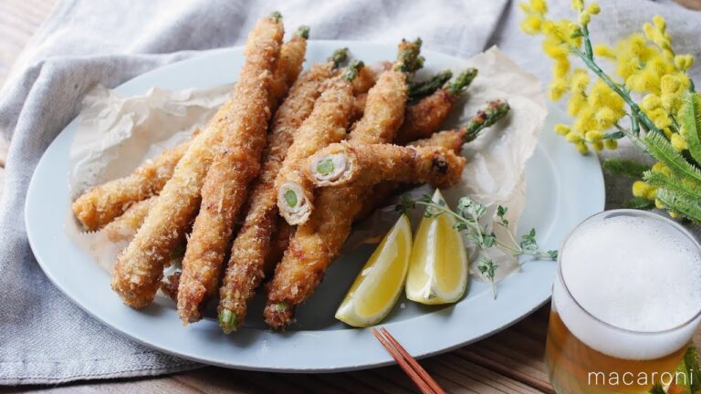 ハニーマスタード味噌が隠し味「丸ごとアスパラガスの肉巻きフライ」のレシピ・作り方