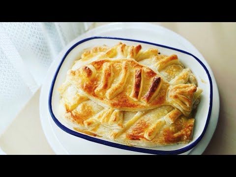 【冷凍パイシートで簡単】サケとかぼちゃのパイの作り方　サケ　レシピ　簡単ホワイトソースの作り方　【魔女の宅急便】【ニシンとカボチャのパイのアレンジ】鮭　ジブリ飯