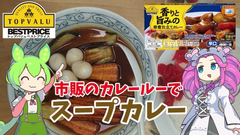 【トップバリュ】市販のカレールーでスープカレーを作るのだ【ずんだもん実況】