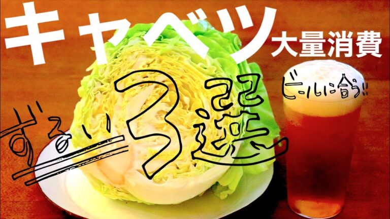 【キャベツ大量消費3選】1回で1/4個使い切ります。ビールが進む！やみつき大量消費レシピ！