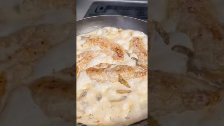 30分で簡単フレンチ♪『鶏ささ身のクリーム煮』CHICKEN BREST STRIPS WITH CREAM SAUSE