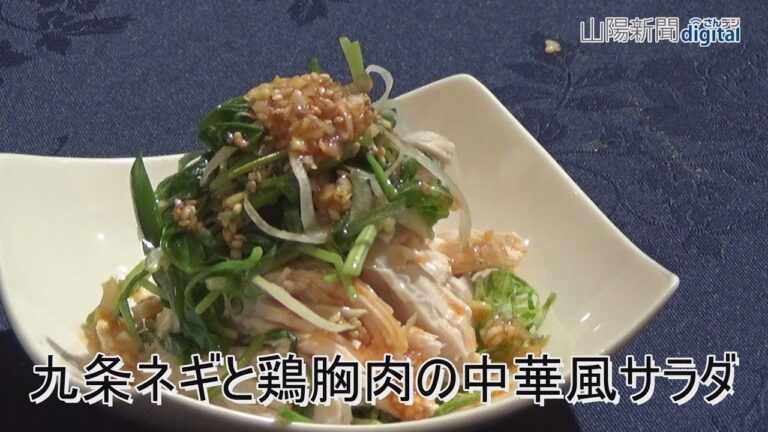 九条ネギと鶏胸肉の中華風サラダ