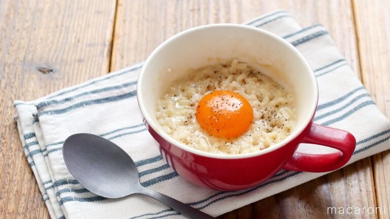 【レンジで簡単マグカップレシピ】カルボナーラリゾットの作り方