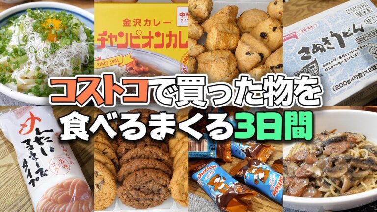 コストコで買った物を食べまくる3日間　チャンピオンカレー／冷凍うどんでしらす釜玉／アイリッシュスコーン／バラエティークッキー／チーズソースのパスタ