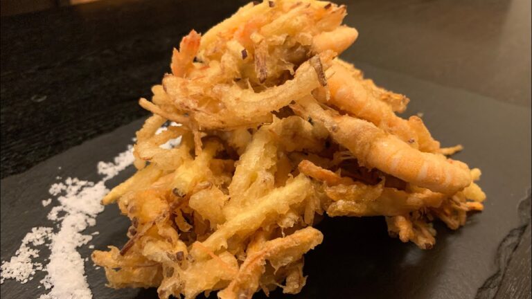 プリプリサクサクな「芝エビのかき揚げ」のプロの作り方。How to make a professional "Kakiage of shiba shrimp" that is crispy.