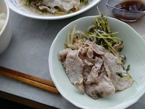 朝の飯テロ②【豆苗の豚バラ蒸ししゃぶ🌱】