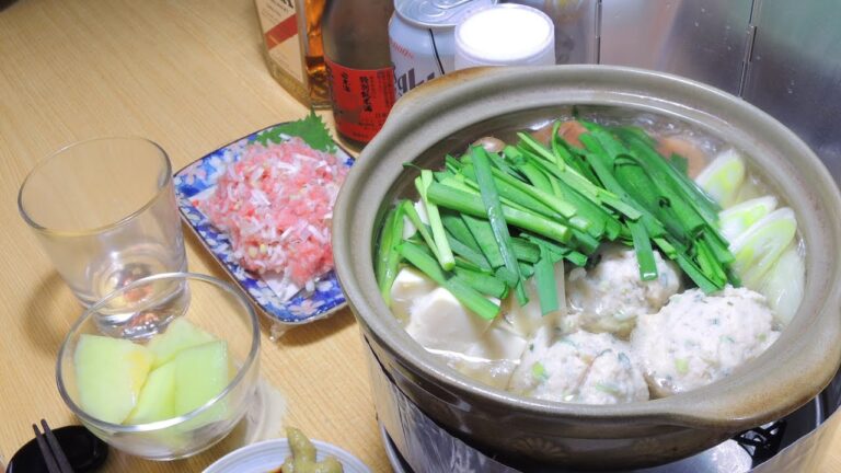 【宅飲み動画】鶏団子の塩ちゃんこ鍋 ネギトロ【昨日の晩酌】