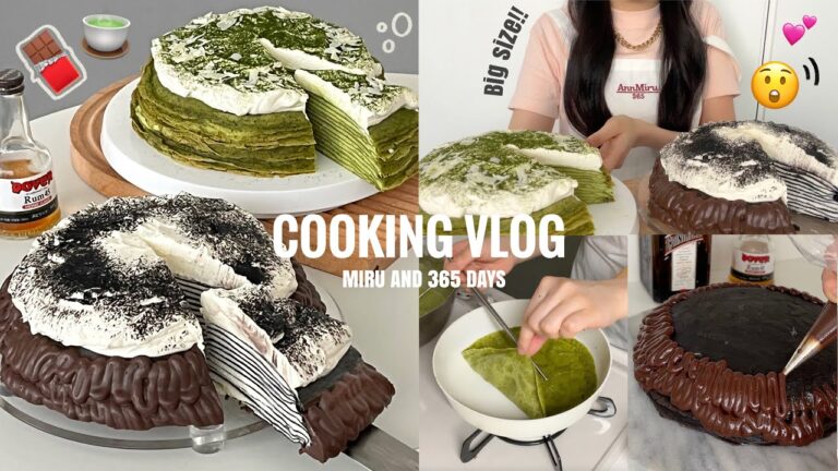 簡単🥹/ミルクレープ専門店ごっこ👩🏻‍🍳濃厚ティラミスと抹茶は流石に美味しい🤤🍫【cooking vlog】