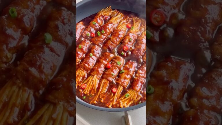 Enoki Mushroom Beef Rolls! 🍄🔥         #cooking #food #yummy #trending  #shorts