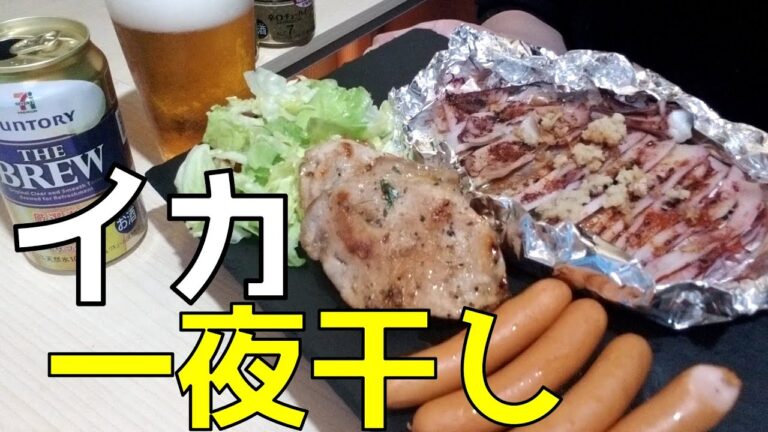【一夜干し晩酌】イカ焼きに、生姜醤油で食べて、酒を呑みましたとさ！