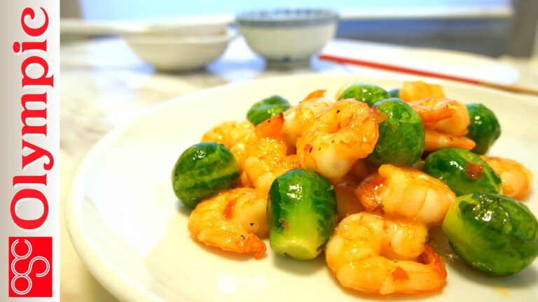 オリンピックの超簡単レシピ　海老と芽キャベツのスイートチリソース炒めの作り方