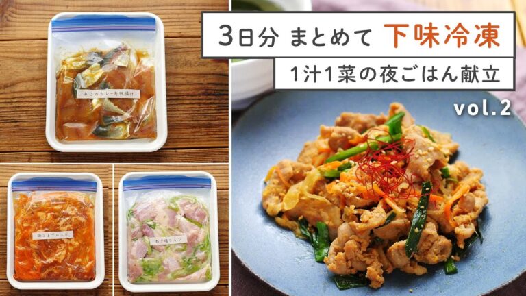 【下味冷凍&冷凍ストック術】 豚こまプルコギ・ あじのカレー竜田揚げ・ねぎ塩チキン編｜3日分まとめて♪1汁1菜のスピード献立！