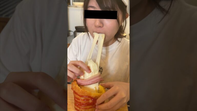 のび〜る巨大チーズフライ静かに作ってみた#shorts