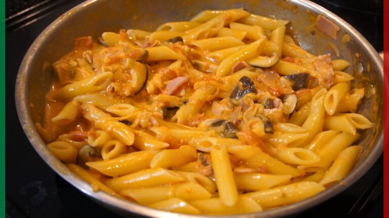 大人も子供も大好きな味！ハムとシイタケのペンネ【Pennette prosciutto e funghi】