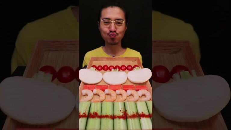 Mukbang ASMR | Spicy cod roe rice ball, Ippei, tomato, turnip, crab cake, shrimp, cucumber