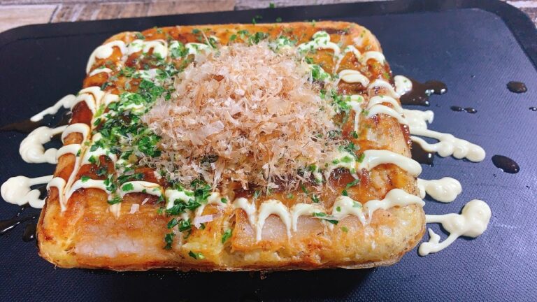 粉なしでヘルシーな大和芋のお好み焼き［ホットサンドメーカー］