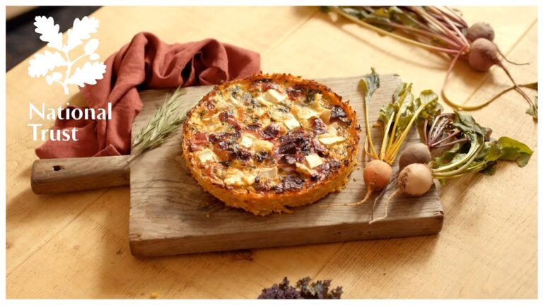 How to make gluten free beetroot, kale and brie quiche - a recipe from the National Trust